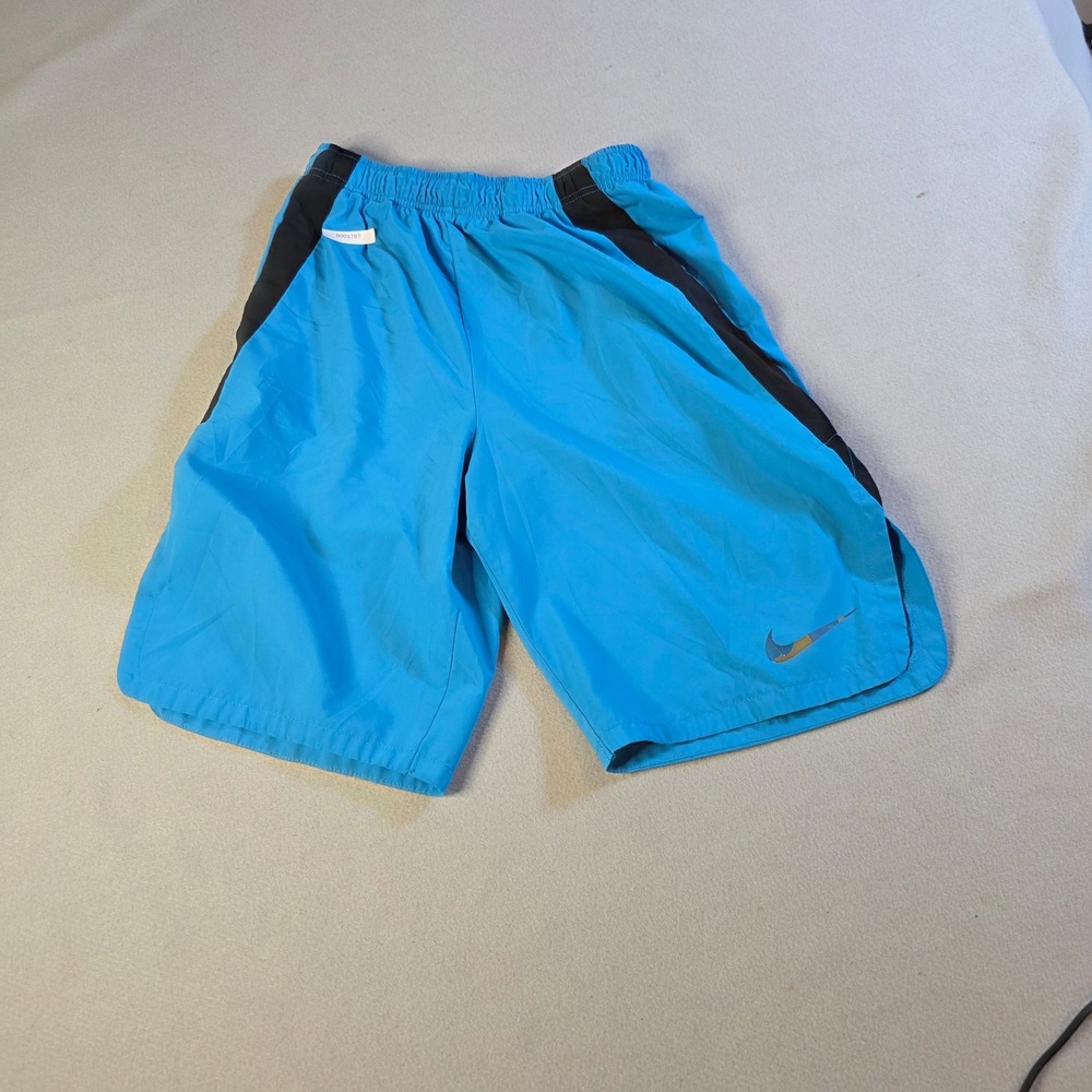 Nike Dri-FIT Mens Athletic Shorts Blue Black XL Distressed Logo Workout Gym